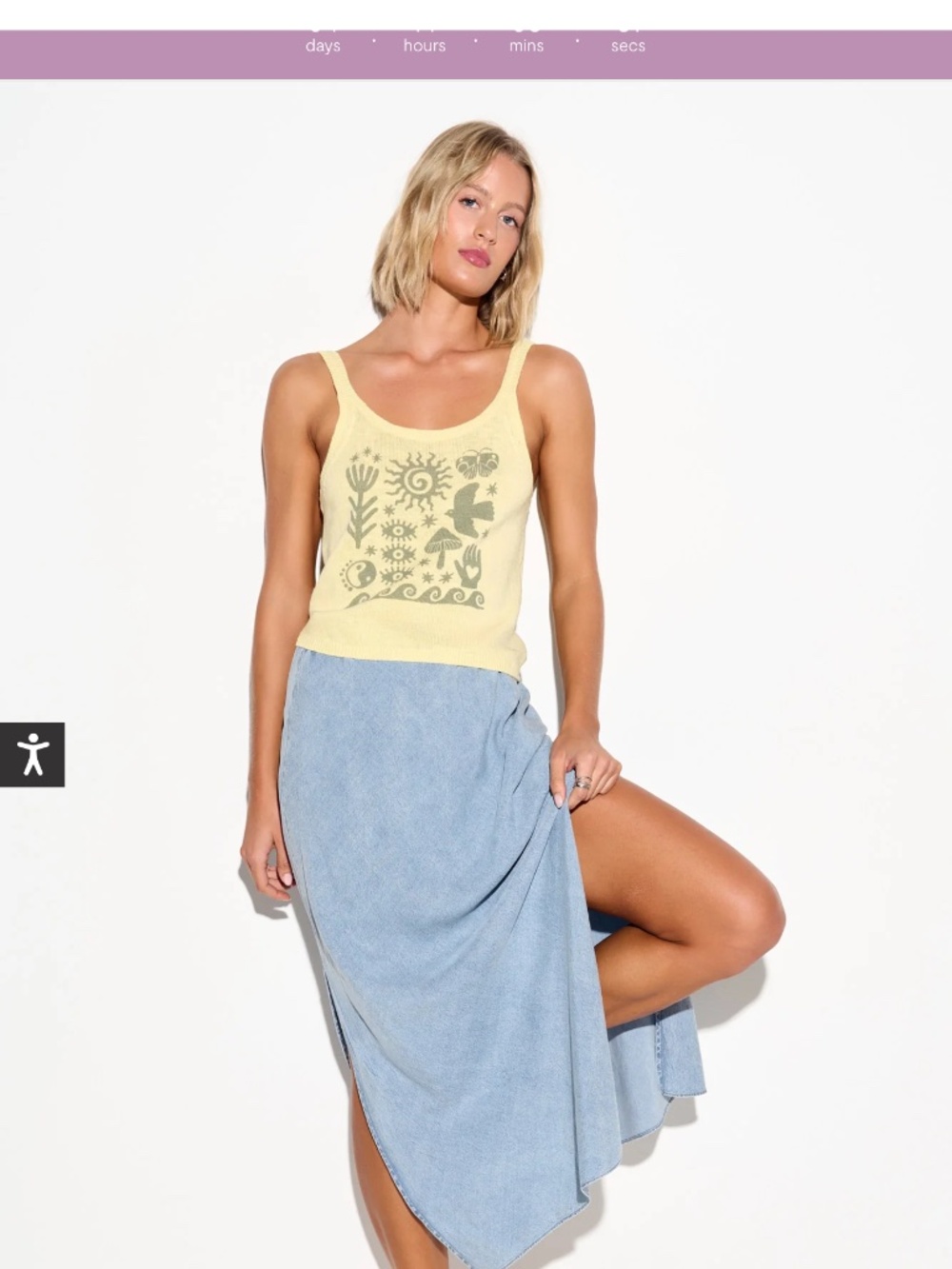 Spiritual Gangster NWT lightweight denim skirt.  SOLD OUT online!